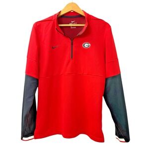 Nike Georgia Bulldogs MENS SMALL PRE-OWNED Shirt‎ Red Football DRI-Fit DAWGS UGA